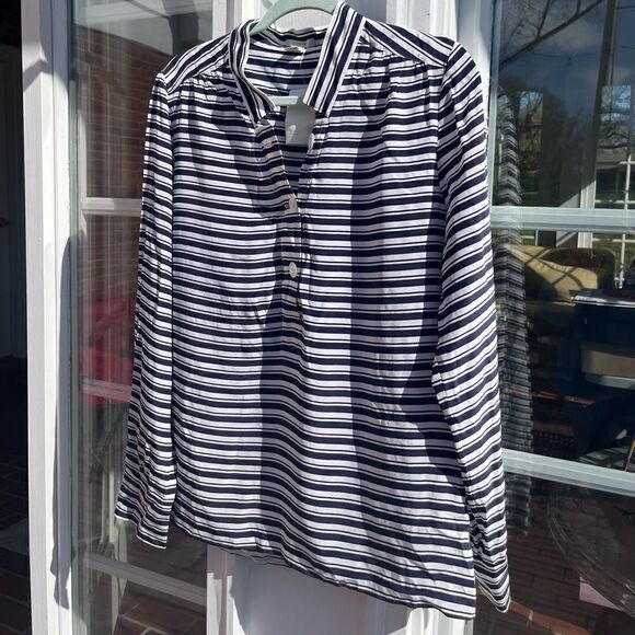J Crew Striped Silk Tunic Blouse NWT - Picture 4 of 11